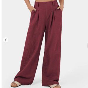 HALARA Pants Womens Medium Red Wide Leg Flowy Palazzo Major Casual Business
